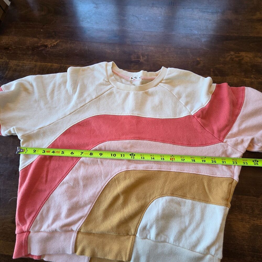 Marine Layer Colorblock Cropped Sweatshirt Rainbow Wave Soft Fleece Pullover M - Picture 6 of 7